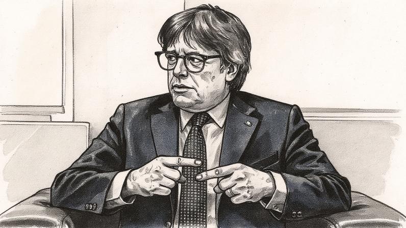 Carles Puigdemont, presidente de Junts per Catalunya, em evento em Bruxelas, Bélgica, no dia 2 de setembro de 2025 (Foto: Reprodução)