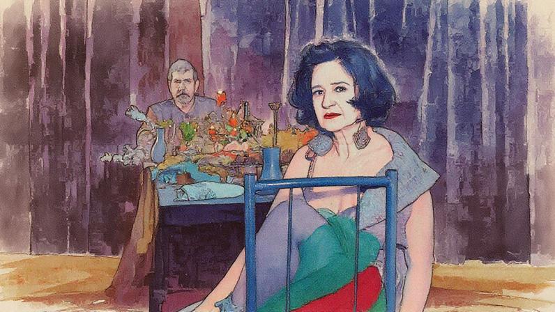 Casal posando juntos, ambos sorrindo, em um ambiente de palco (Foto: Reprodução)