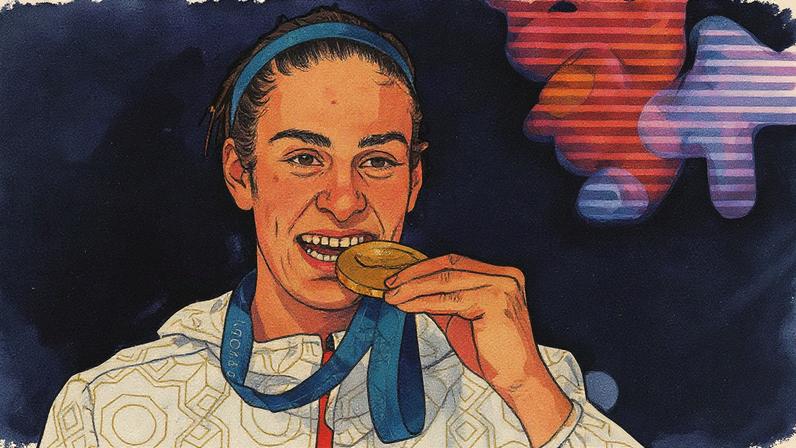 Imane Khelif celebra conquista do ouro olímpico em Paris-2024 (Foto: Reprodução)