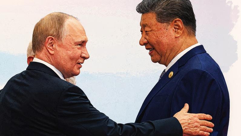 Líderes Vladimir Putin e Xi Jinping durante a Cúpula da Organização para Cooperação de Xangai (Foto: Reprodução)