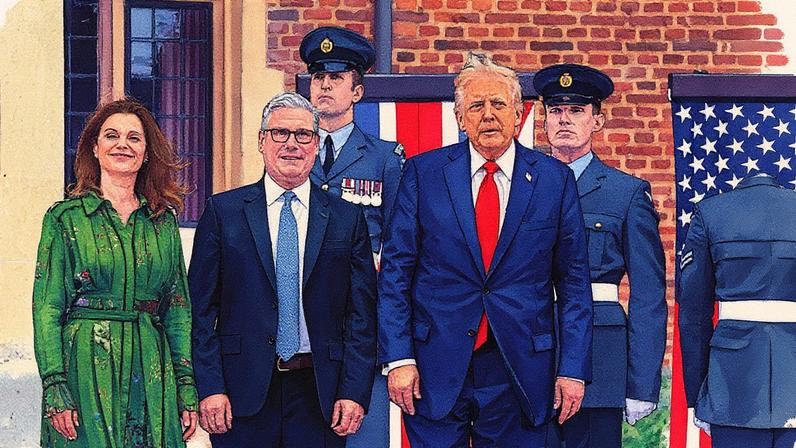 Trump e Starmer durante a roda de imprensa em Chequers (Foto: Reprodução)
