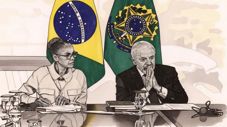 Presidente Lula e Ministra do Meio Ambiente, Marina Silva, posam no Palácio do Planalto (Foto: Reprodução)