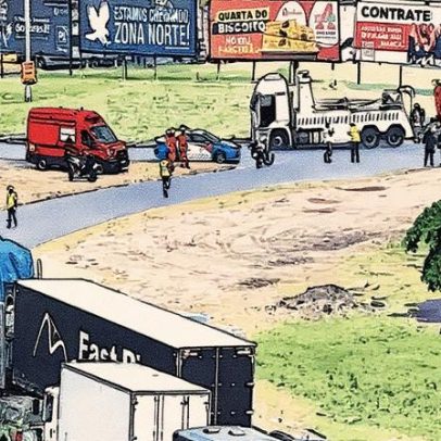 Avenida Brasil é liberada após tombamento de caminhão de carga em três horas