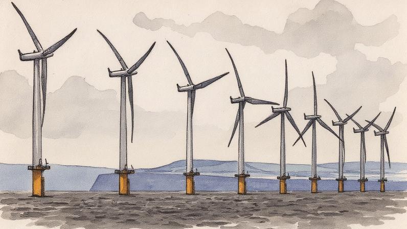 Turbinas de energia eólica offshore em um ambiente marítimo no Reino Unido (Foto: Reprodução)