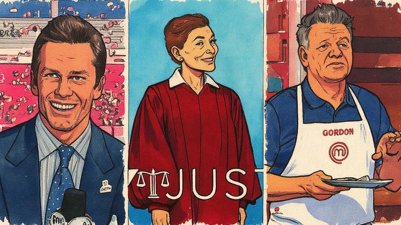 Montagem com Tom Brady, Judy Sheindlin e Gordon Ramsay (Foto: Reprodução)