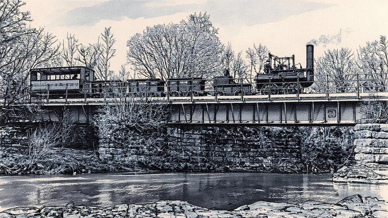 Locomotiva Locomotion No. 1 conecta as minas de Durham a Darlington, na Inglaterra, destacando a importância das ferrovias para o transporte de peixes frescos (Foto: Reprodução)