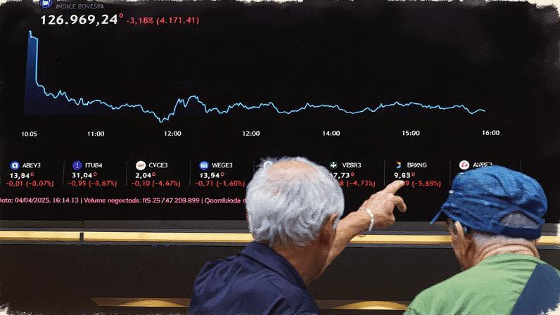 Painel eletrônico exibe informações financeiras na B3 em São Paulo (Foto: Reprodução)