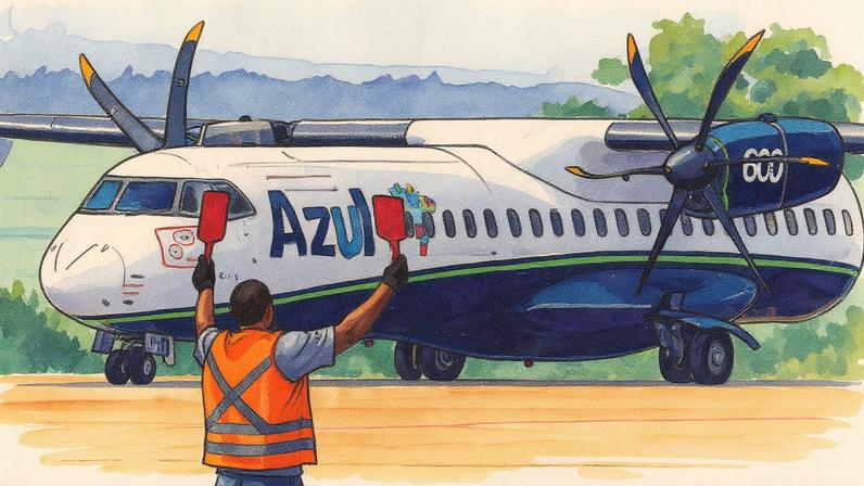 Avião da Azul estacionado no aeroporto de Ribeirão Preto, São Paulo (Foto: Reprodução)