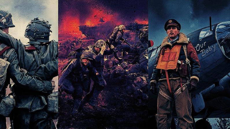 Minisséries 'Band of Brothers', 'The Pacific' e 'Masters of the Air' sobre a Segunda Guerra Mundial, produzidas por Tom Hanks e Steven Spielberg (Foto: Reprodução)
