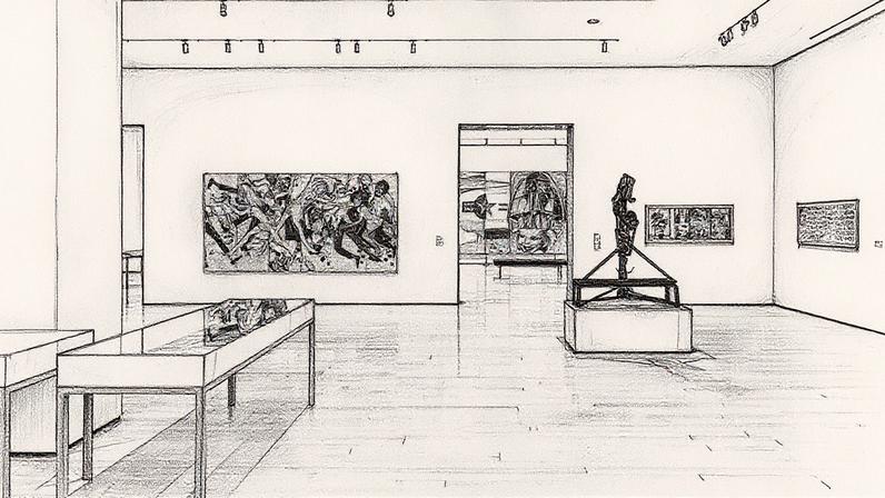 Visão da instalação dentro do Museu de Arte Moderna, com a obra American People Series #20: Die (1967) de Faith Ringgold visível ao fundo à esquerda (Foto: Reprodução)