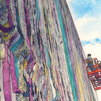 Fachada da Bienal ganha nova vida como obra de arte ao ar livre
