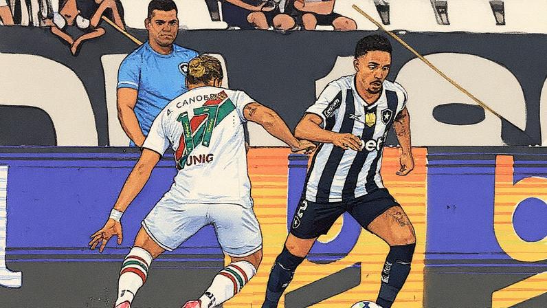 Vitinho, do Botafogo, e Canobbio, do Fluminense (Foto: Vítor Silva/Botafogo)