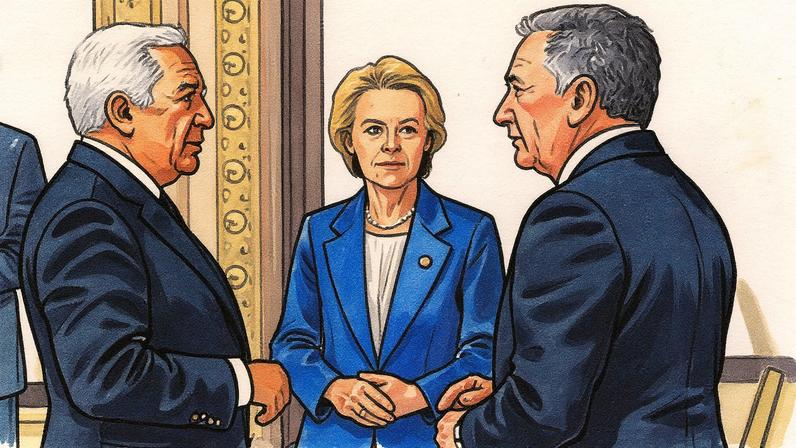 António Costa, Ursula von Der Leyen e Steve Witkoff em encontro em Paris (Foto: Reprodução)