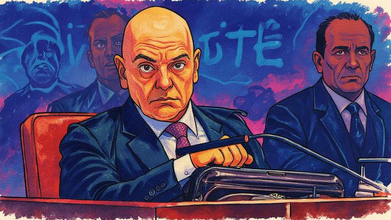 Ministro Alexandre de Moraes durante julgamento da trama golpista na Primeira Turma do Supremo Tribunal Federal (STF) (Foto: Reprodução)