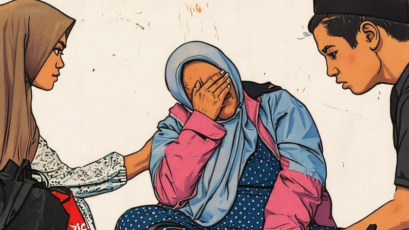Relatives of the students at Al Khoziny boarding school came to search for the names of the children on a list of survivors as the rescue operation continued. Photograph: Fully Handoko/EPA
