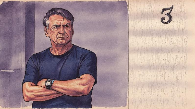 Ex-presidente Jair Bolsonaro em frente à sua casa em Brasília durante prisão domiciliar (Foto: Reprodução)