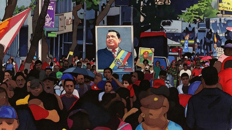 Hugo Chávez participa de uma marcha em Caracas, no dia 28 de julho (Foto: Reprodução)
