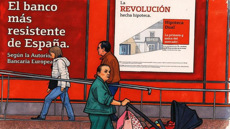 Publicidade de hipotecas em uma sucursal bancária (Foto: Reprodução)