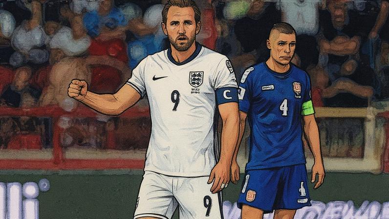 Harry Kane comemora após marcar um gol para a Inglaterra em partida contra a Sérvia (Foto: Reprodução)