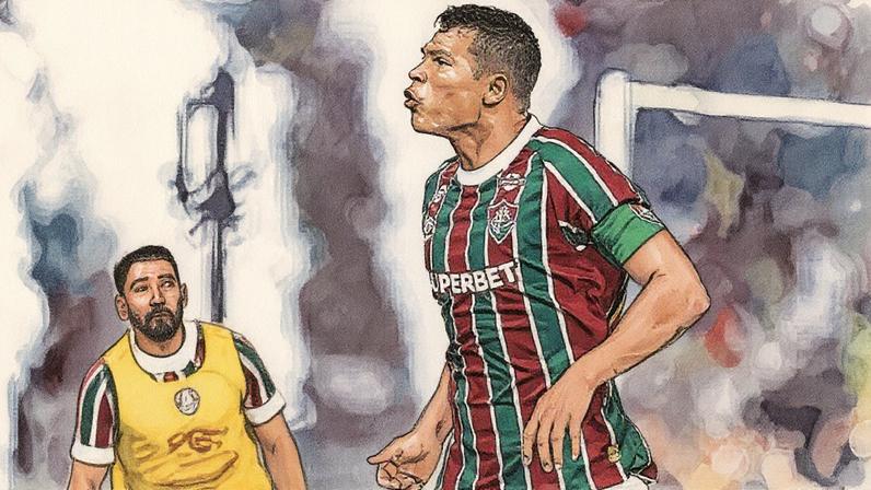 Thiago Silva comemora gol do Fluminense em partida contra o Bahia (Foto: Reprodução)