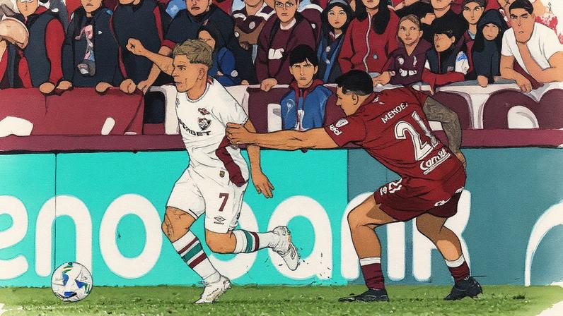 Soteldo em campo durante a partida entre Fluminense e Lanús, pela Sul-Americana, que terminou em derrota para o time brasileiro (Foto: Reprodução)
