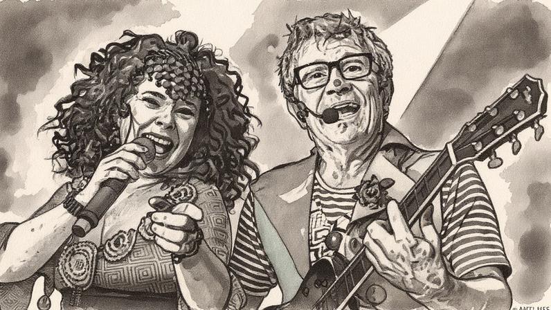 Paulo Tatit e Sandra Peres, da dupla Palavra Cantada, se apresentam no KidzHouse Festival em São Paulo (Foto: Reprodução)