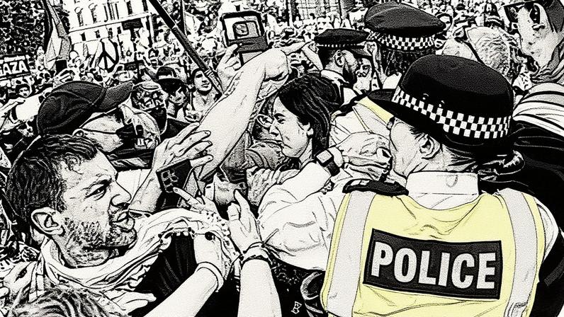 Manifestantes propalestinos se confrontam com a polícia durante uma manifestação em Londres (Foto: Reprodução)