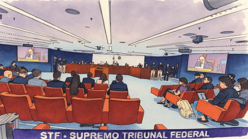 Primeira turma do Supremo Tribunal Federal (STF) durante julgamento (Foto: Reprodução)