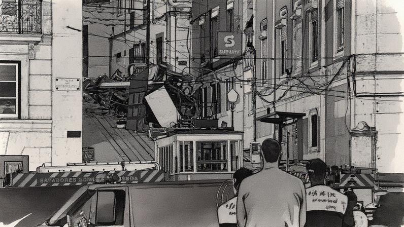 Elevador da Glória descarrilou e tombou em Lisboa (Foto: Reprodução)
