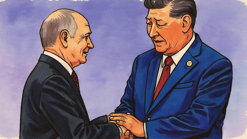 Presidentes da Rússia e da China, Vladimir Putin e Xi Jinping, respectivamente, durante a Cúpula de Cooperação de Xangai em Tianjin (Foto: Reprodução)