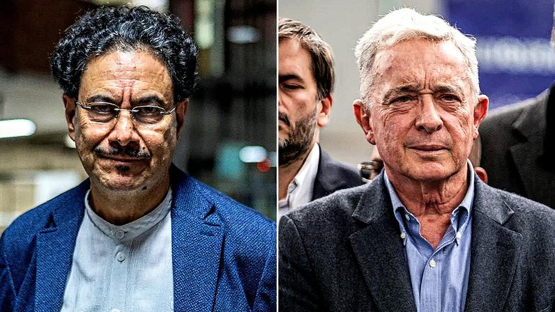 Iván Cepeda e Álvaro Uribe posam juntos para a foto (Foto: Reprodução)