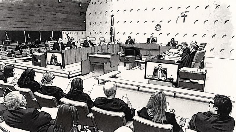 Plenário do STF com cadeiras e mesa dispostas para uma sessão (Foto: Reprodução)