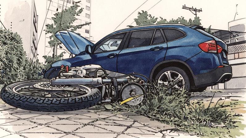 Acidente entre carro de luxo e moto em São Paulo; atualização do Infosiga para classificar vias mais letais no estado (Foto: Reprodução)