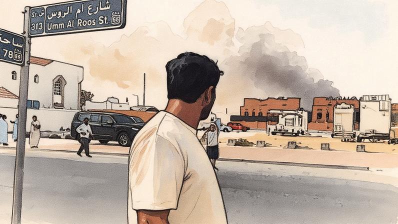 Homem observa fumaça após explosões em Doha, Catar (Foto: Reprodução)