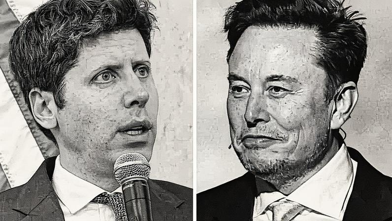 Sam Altman, CEO da OpenAI, e Elon Musk, CEO da Tesla, posam juntos (Foto: Reprodução)