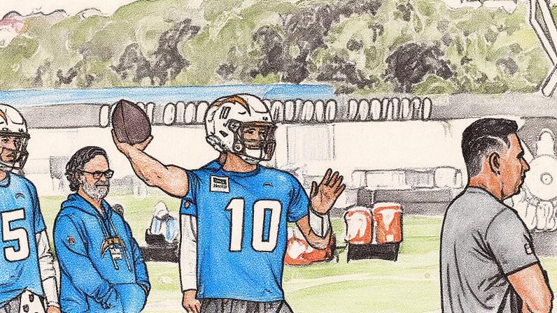 Los Angeles Chargers realiza sessão de treinamentos no CT Joaquim Grava (Foto: Reprodução)