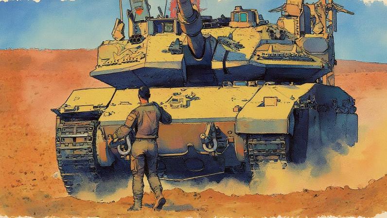 Soldado do Exército de Israel caminha ao lado de um tanque na fronteira com a Faixa de Gaza (Foto: Reprodução)