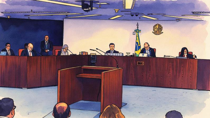 Primeira turma do Supremo Tribunal Federal (STF) durante julgamento (Foto: Reprodução)