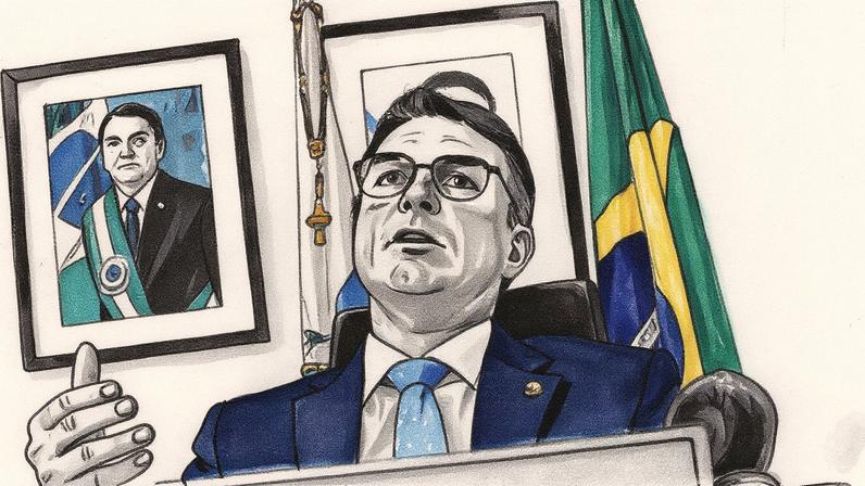 Flávio Bolsonaro em seu gabinete no Senado Federal, em Brasília (Foto: Reprodução)