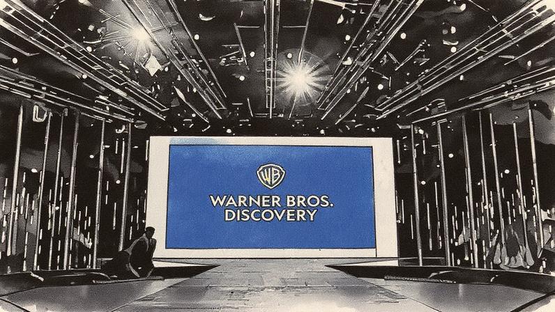 Vista do palco durante o evento Warner Bros. Discovery Upfront no Madison Square Garden, em Nova York (Foto: Reprodução)
