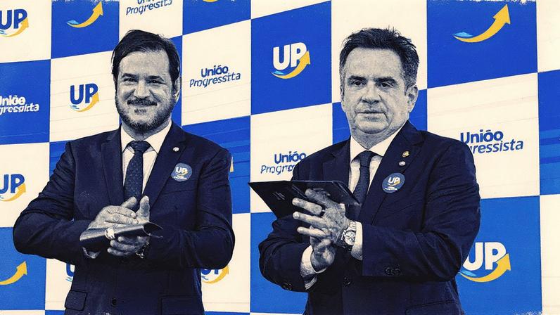 Antonio Rueda, presidente do União Brasil, e Ciro Nogueira, presidente do PP, posam para foto (Foto: Reprodução)