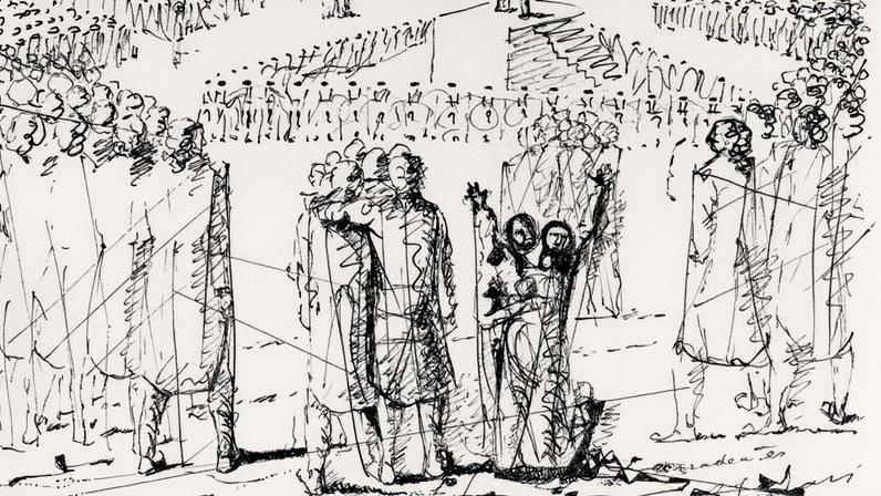 Esboço de Portinari publicado no livro 'Oratório dos Inconfidentes' (Foto: Reprodução)