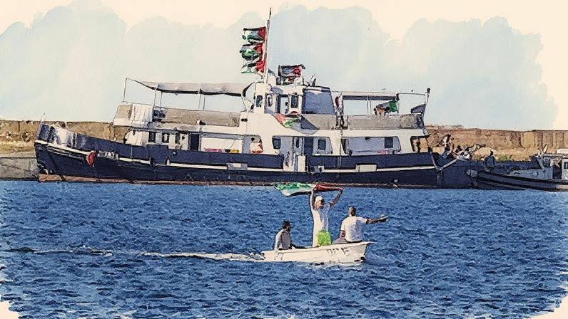 El 'Family', que ahora abandona la misión de la flotilla rumbo a Gaza, el pasado 13 de septiembre cuando estaba amarrado en Túnez. Chedly Ben Ibrahim (NurPhoto/Getty Images)