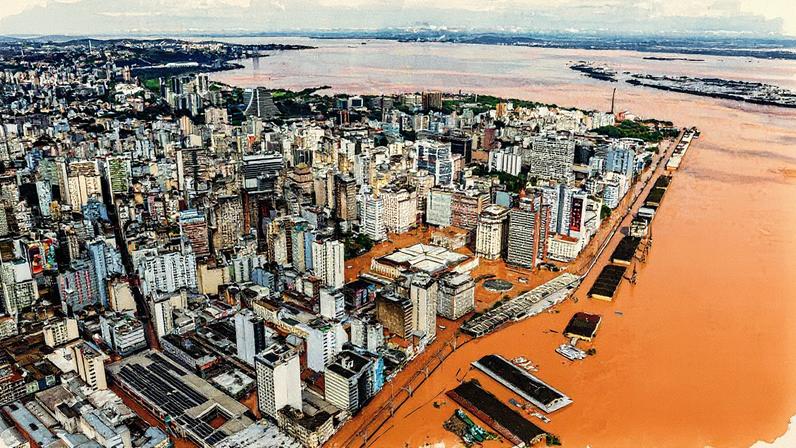 Rio Guaíba atinge marca histórica de 5 metros em Porto Alegre (Foto: Reprodução)