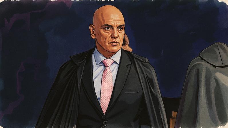 Ministro relator Alexandre de Moraes durante sessão da Primeira Turma do Supremo Tribunal Federal que retoma o julgamento dos réus do Núcleo 1 da trama golpista (Foto: Reprodução)