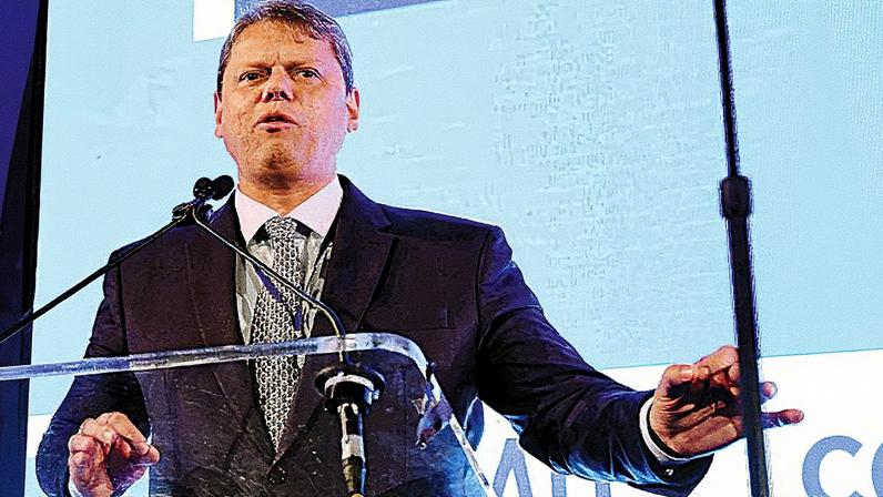 Governador de São Paulo, Tarcisio de Freitas, em evento (Foto: Reprodução)