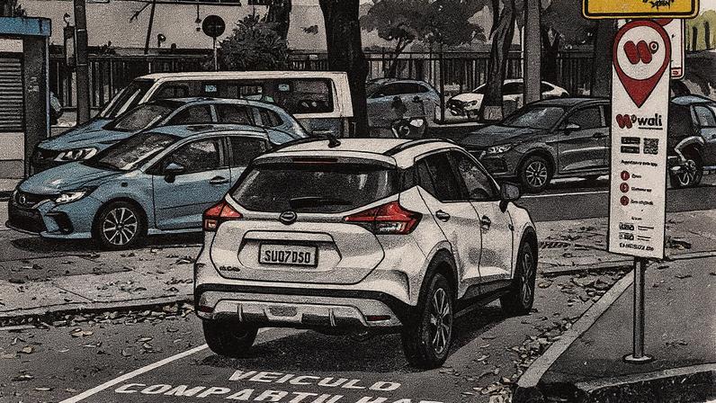 Carro da Wali estacionado em vaga pública na Rua Humaitá (Foto: Reprodução)