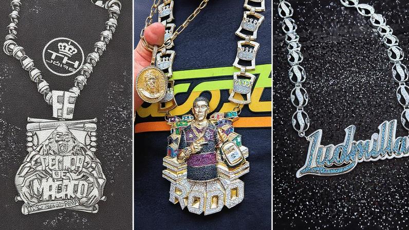 Joias produzidas por TH Jóias para L7nnon, MC Poze do Rodo e Ludmilla (Foto: Reprodução)