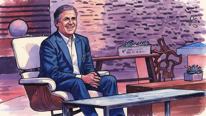 Mark Cuban aparece no programa Shark Tank, sentado à mesa com outros investidores (Foto: Reprodução)