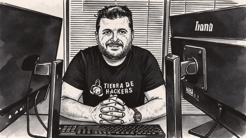 Hacker especializado em segurança informática posando na redação de um jornal (Foto: Reprodução)